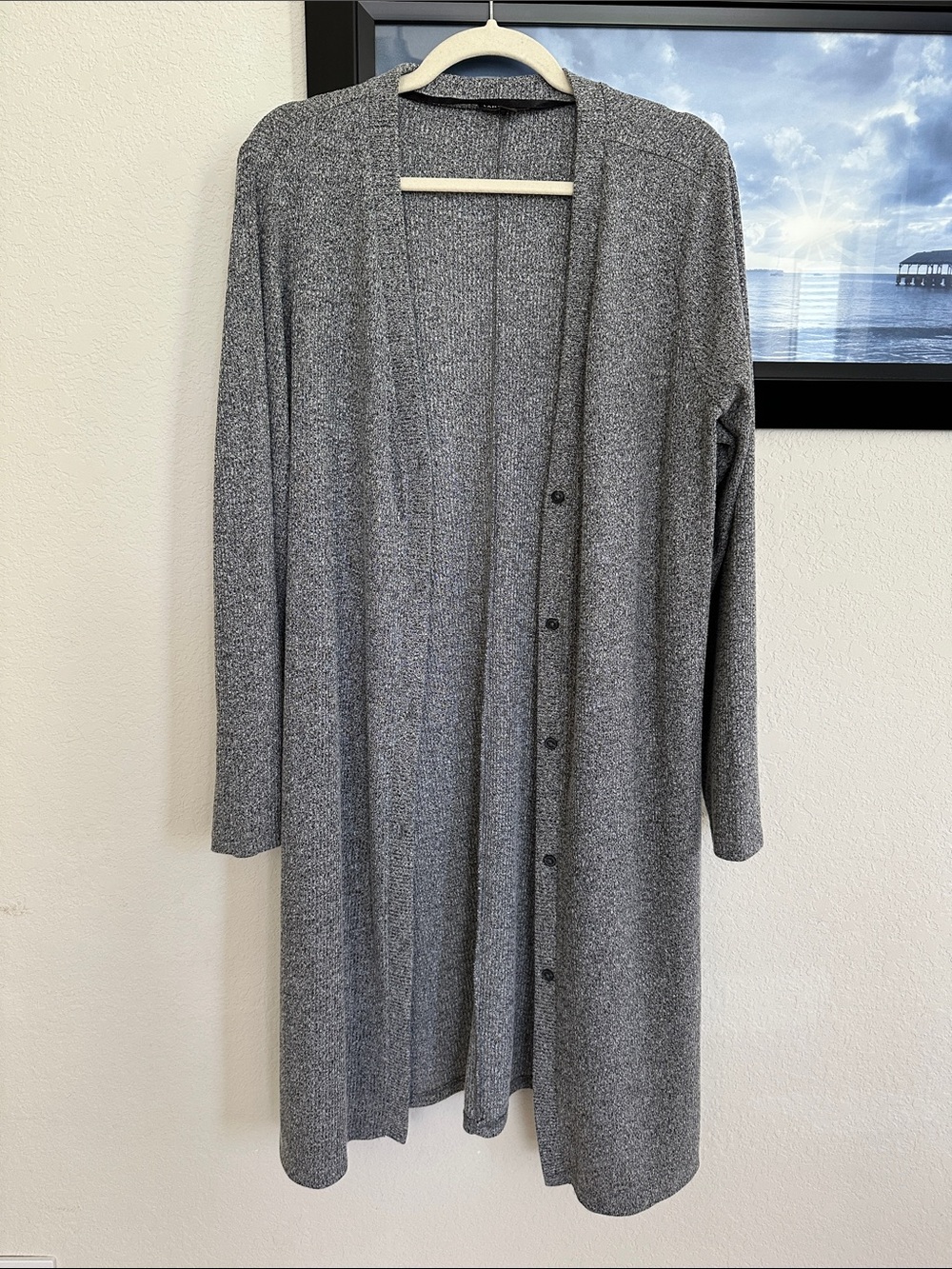 Lane Bryant Long Open Front Grey Knit Cardigan 18/20